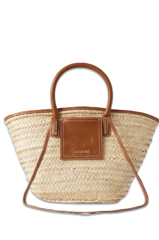 Le Panier Soli Leather-Trimmed Raffia Tote