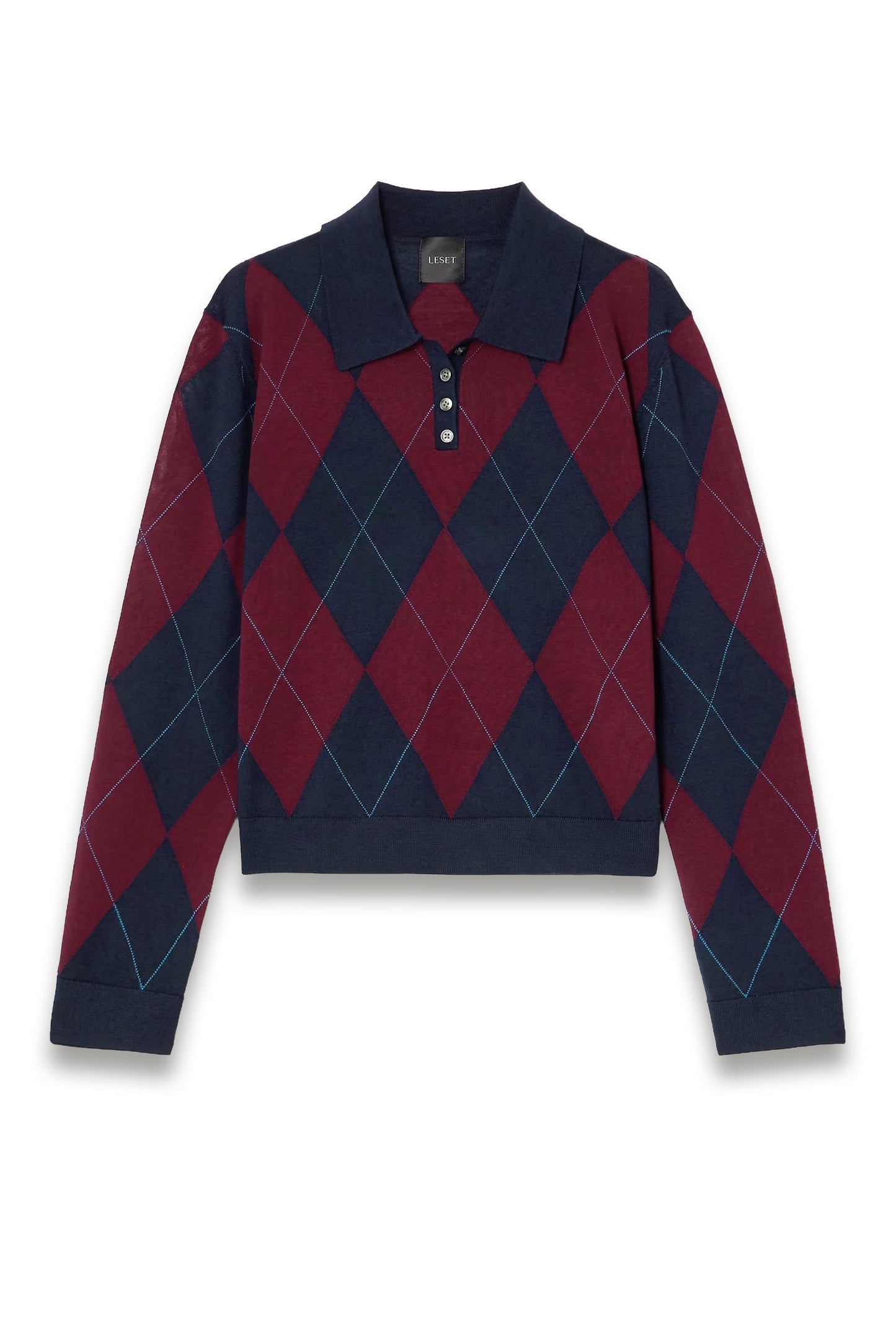 James Argyle Merino Wool Polo Sweater