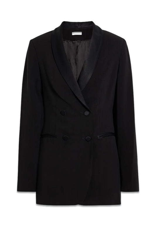 Jasmin Double-breasted Satin-trimmed Crepe Blazer