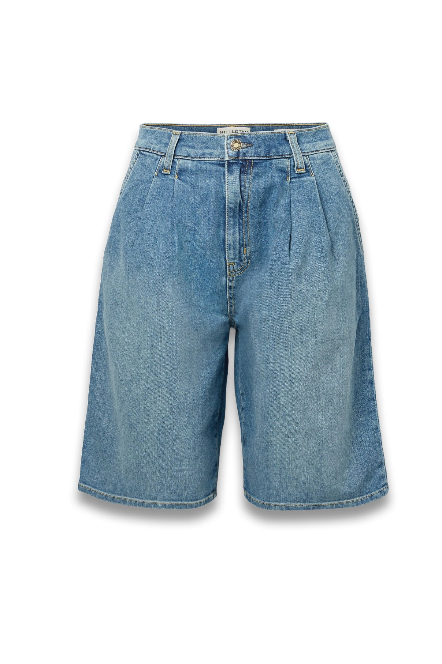 NILI LOTAN Julie Pleated Denim Shorts
