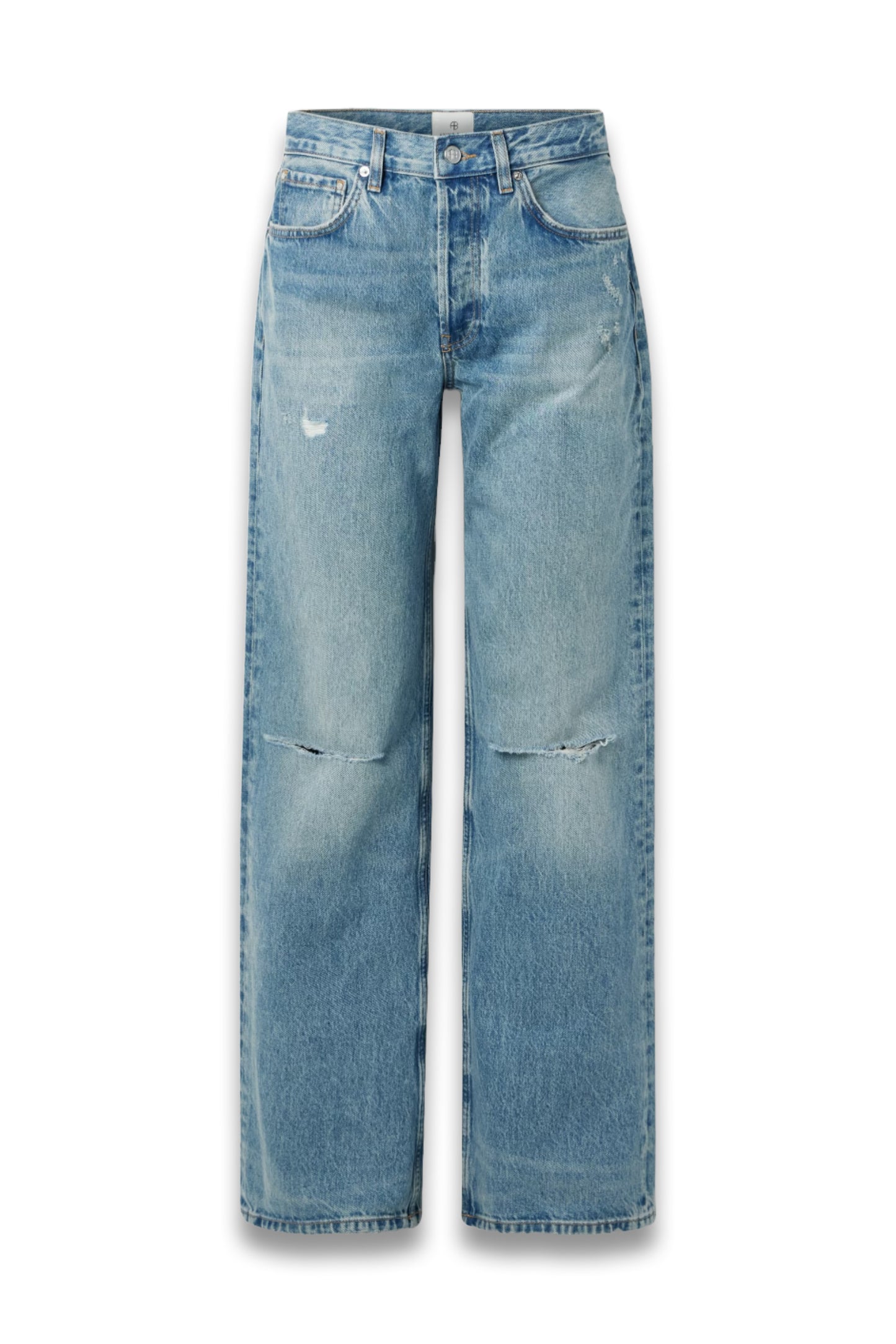 Hugh Distressed High Rise Wide Leg Jeans