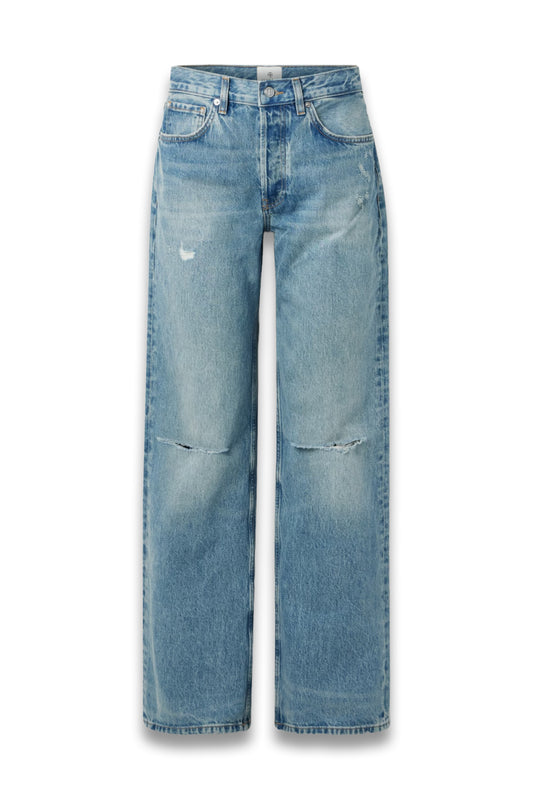 Hugh Distressed High Rise Wide Leg Jeans
