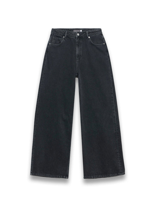 Washed Black Super Soft Wide Leg Jeans