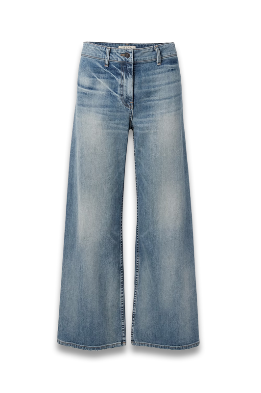 Megan Distressed High-Rise Wide-Leg Jeans
