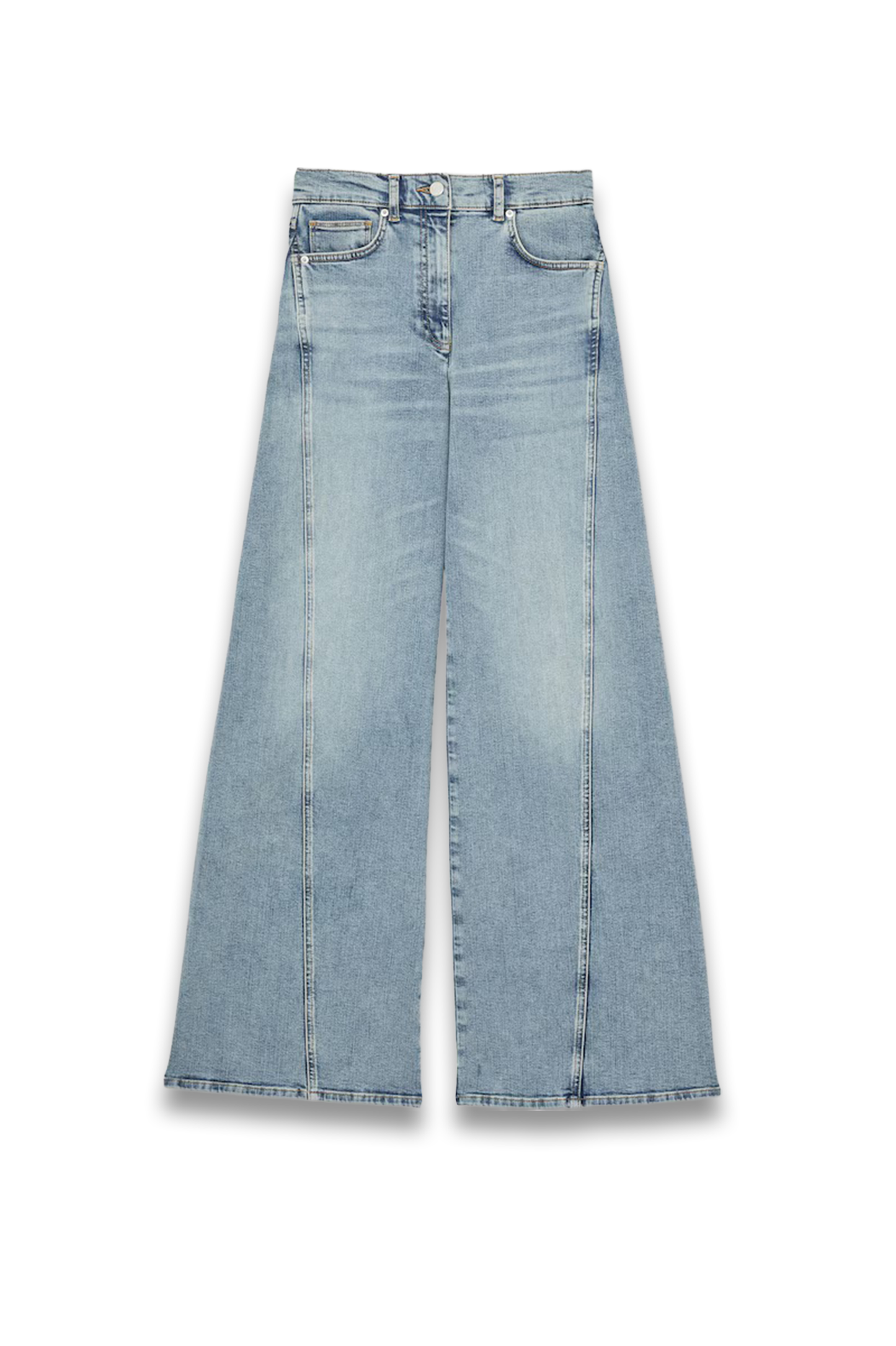 Fern Twist Seam Wide Leg Jeans In Light Blue