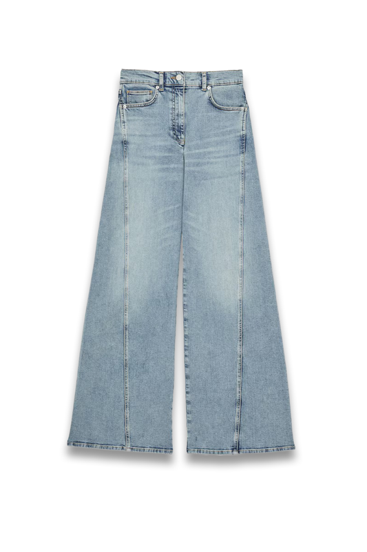 Fern Twist Seam Wide Leg Jeans In Light Blue