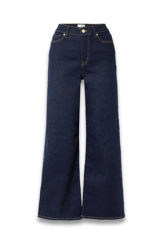 Le Slim Palazzo topstitched high-rise wide-leg jeans