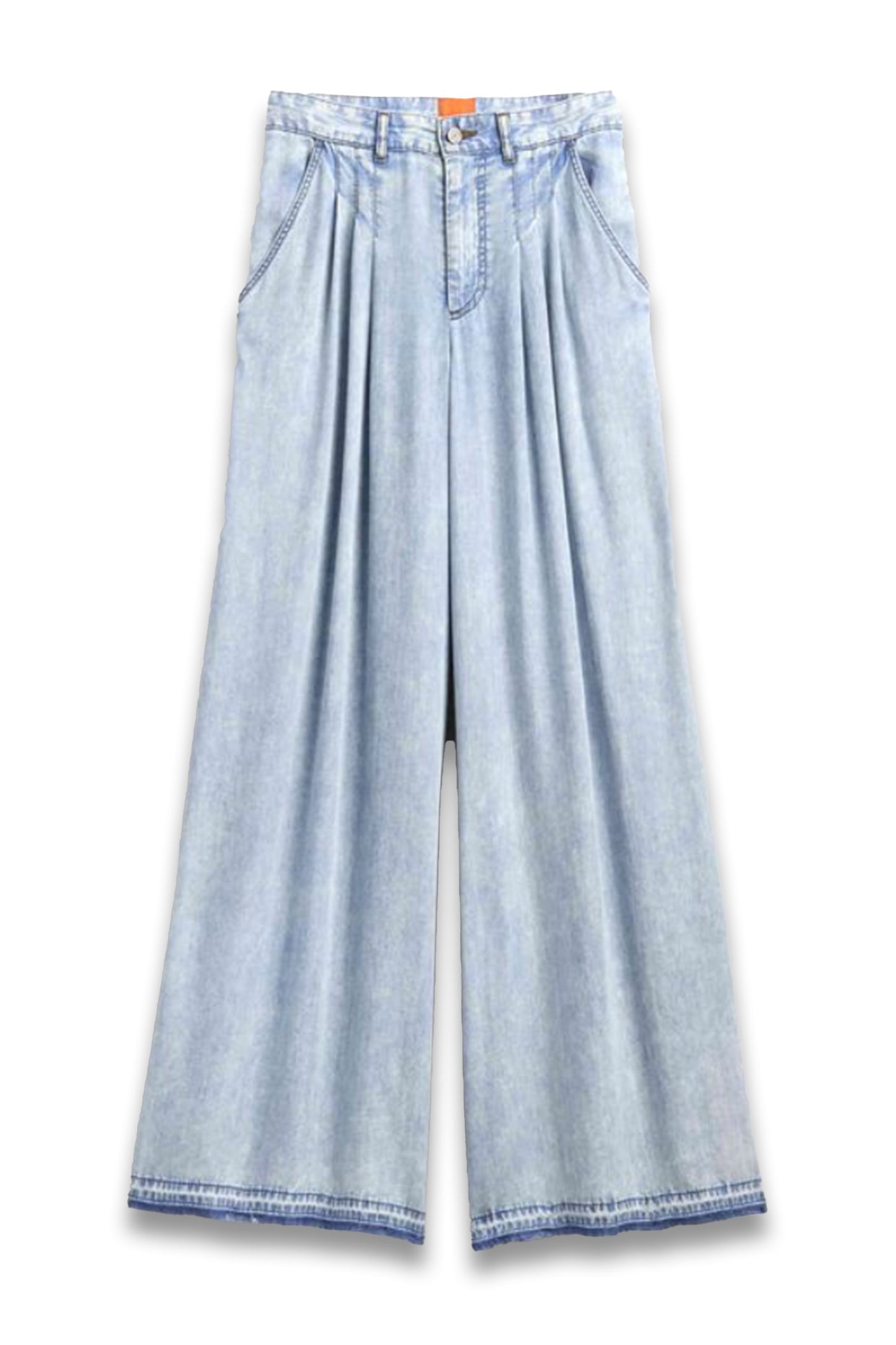 Blue High Rise Draped Denim Jeans