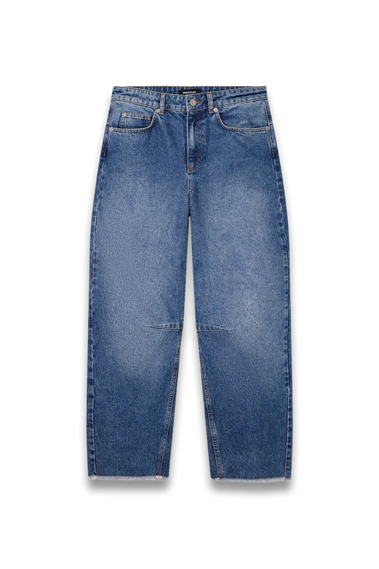 Denim Authentic Raw Hem Barrel Jean
