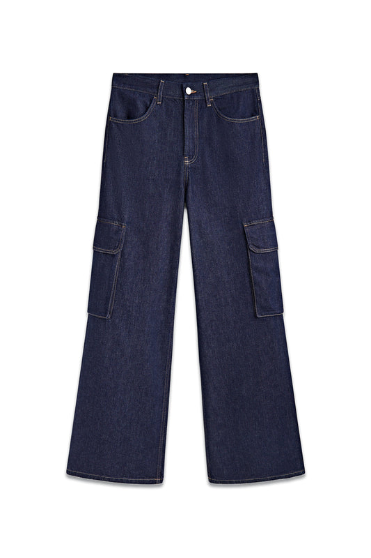 High-Waist Palazzo Cargo Jeans