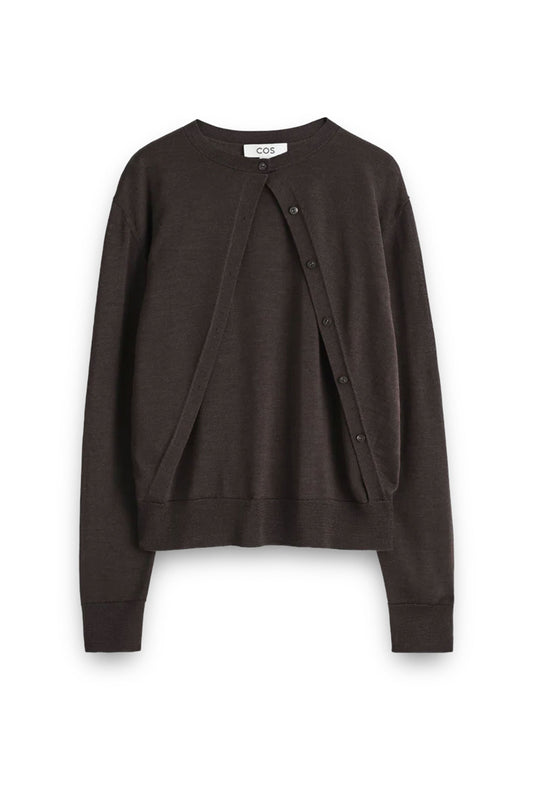 Layered Merino Wool Cardigan