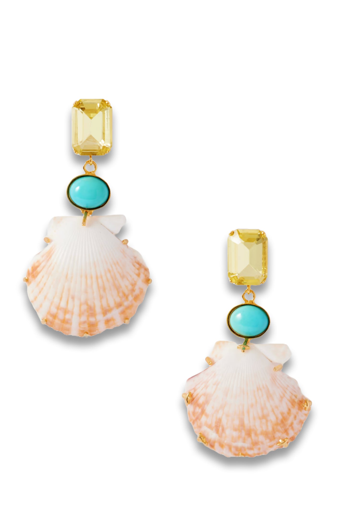 Riviera Gold-Plated, Turquoise, Shell and Crystal Earrings