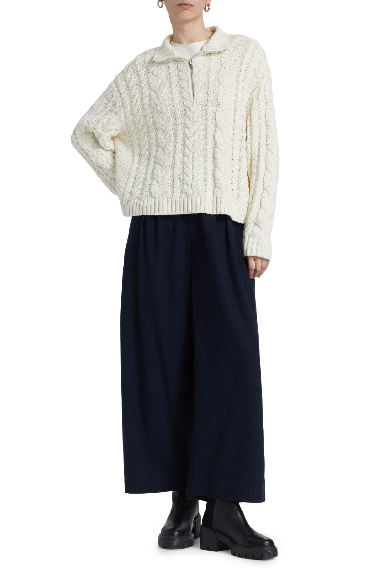 Silk Relaxed Cropped Trousers