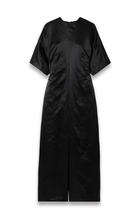 Ruby Linen and Silk-Blend Satin Midi dress