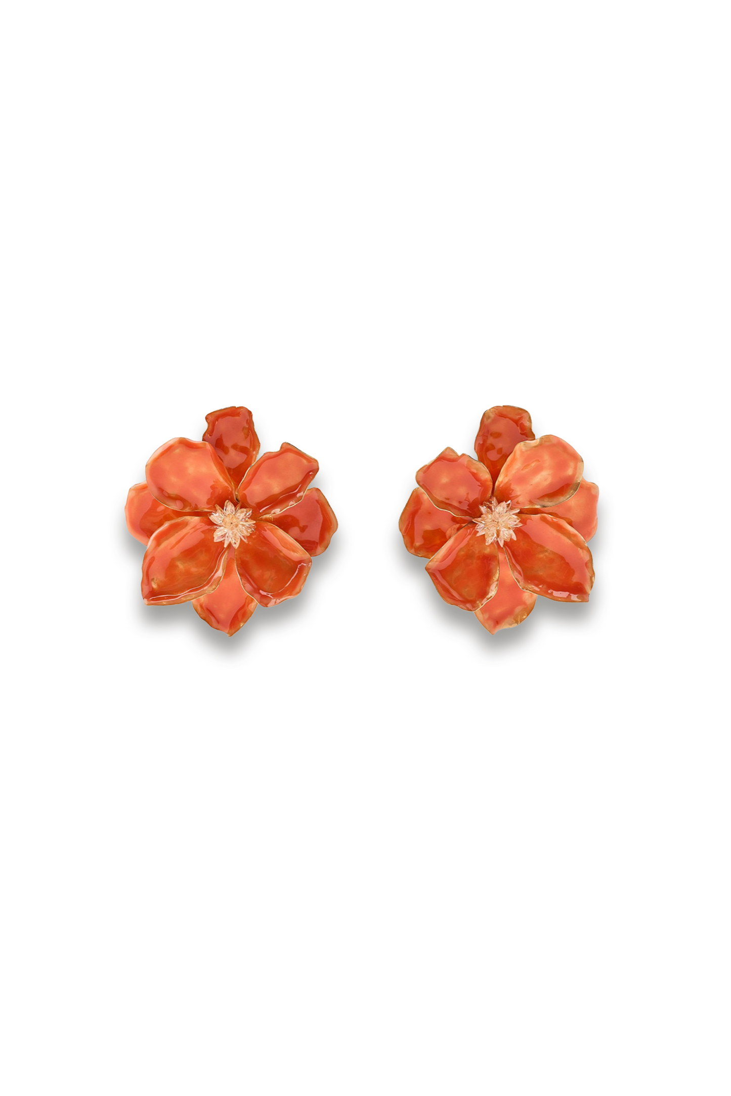 Enamelled Flower Metal Earrings