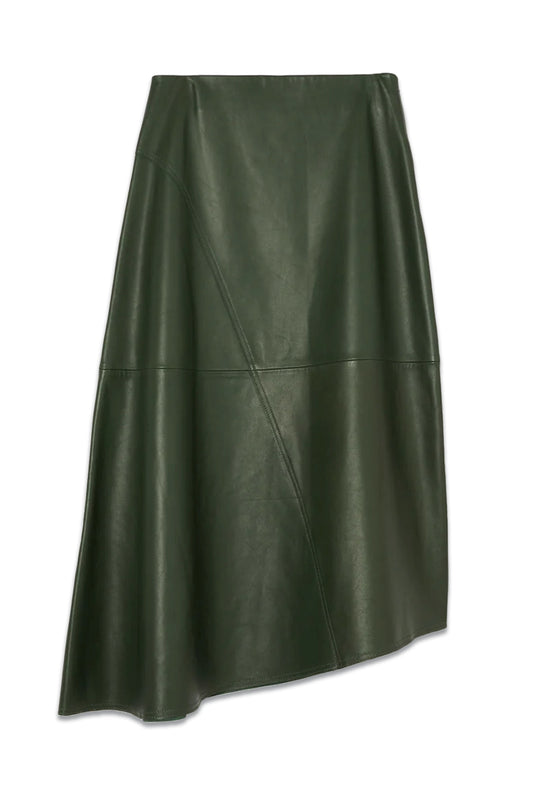 Leather Midi Asymmetric Skirt