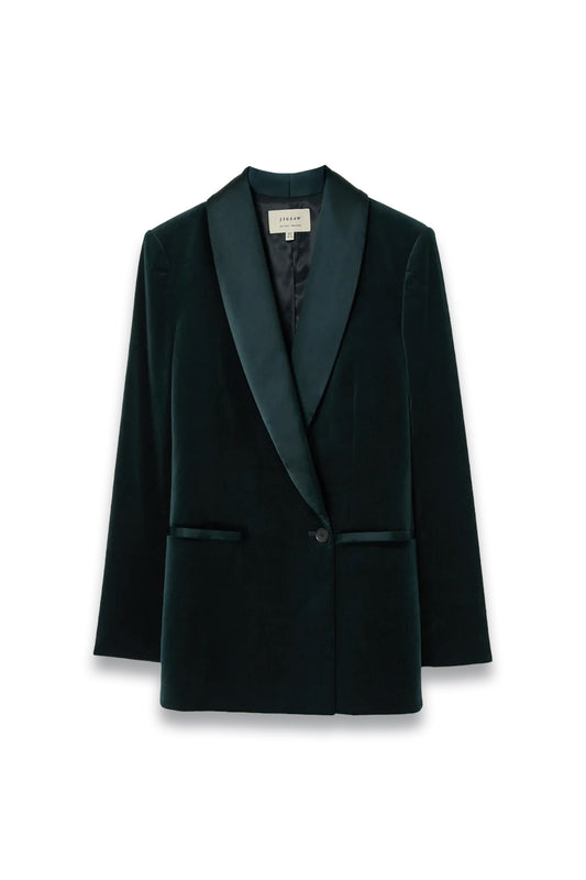 Velvet Satin Shawl Blazer