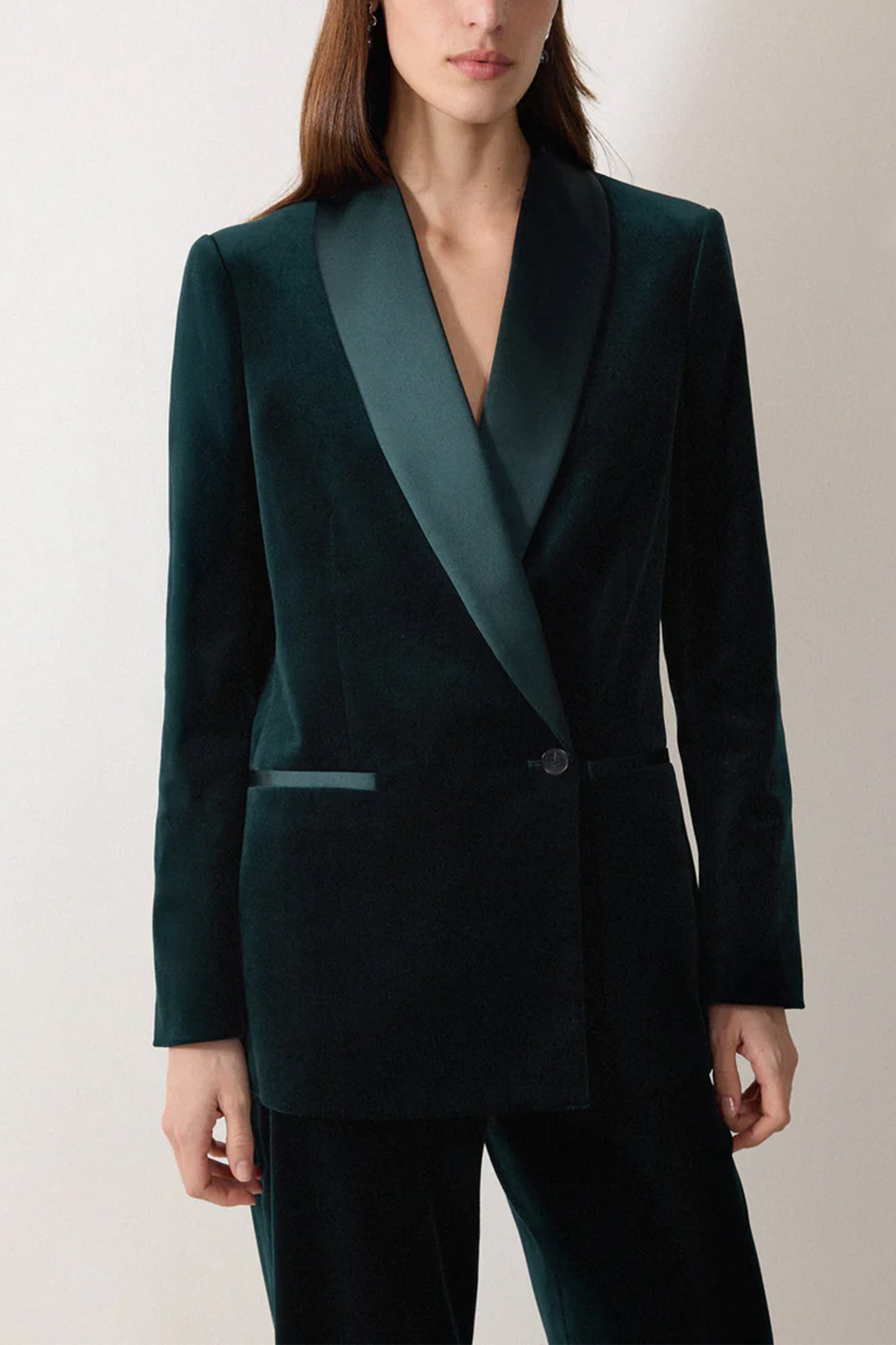 Velvet Satin Shawl Blazer