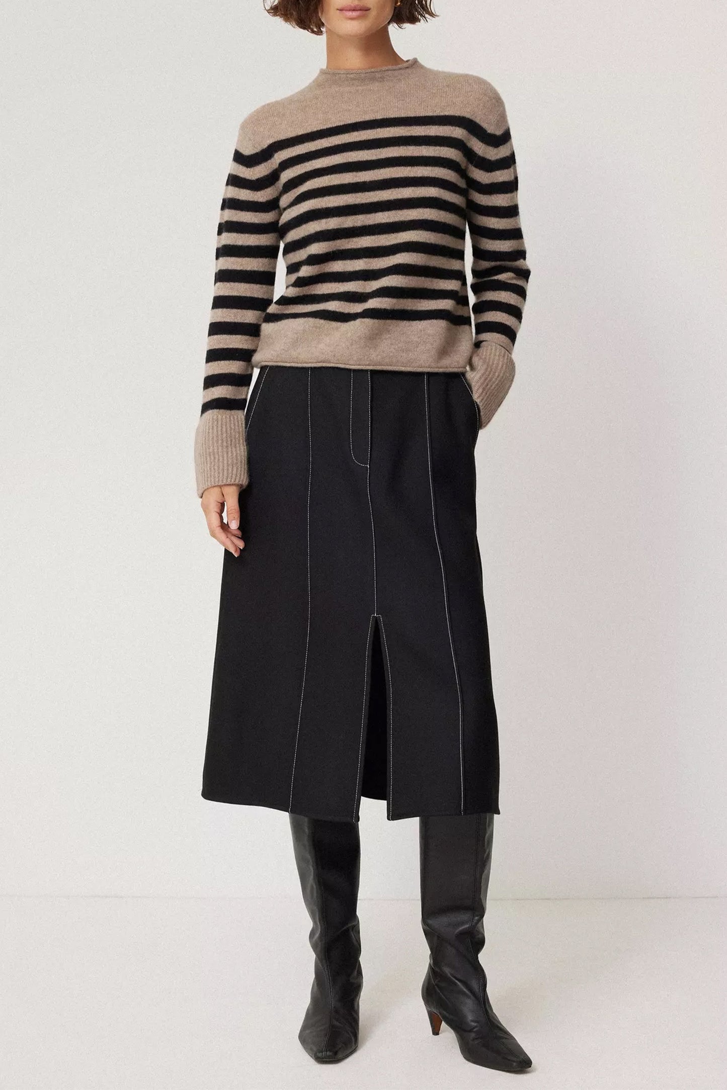 Cloud Cashmere Stripe Jumper, Neutral