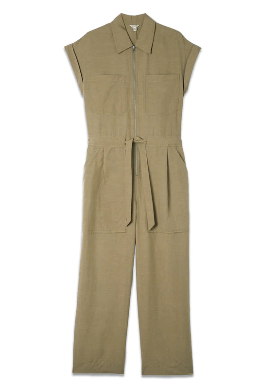 Linen Blend Utility Jumpsuit