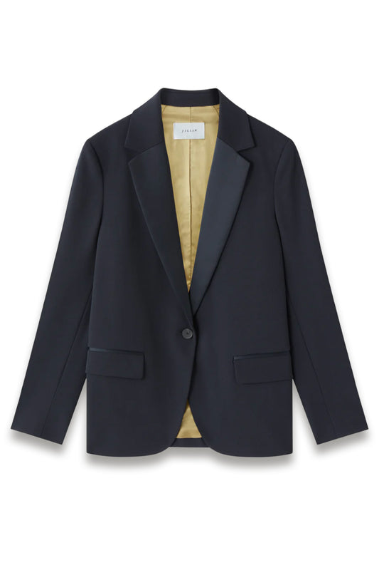 Paris Brook Satin Lapel Shortline Blazer