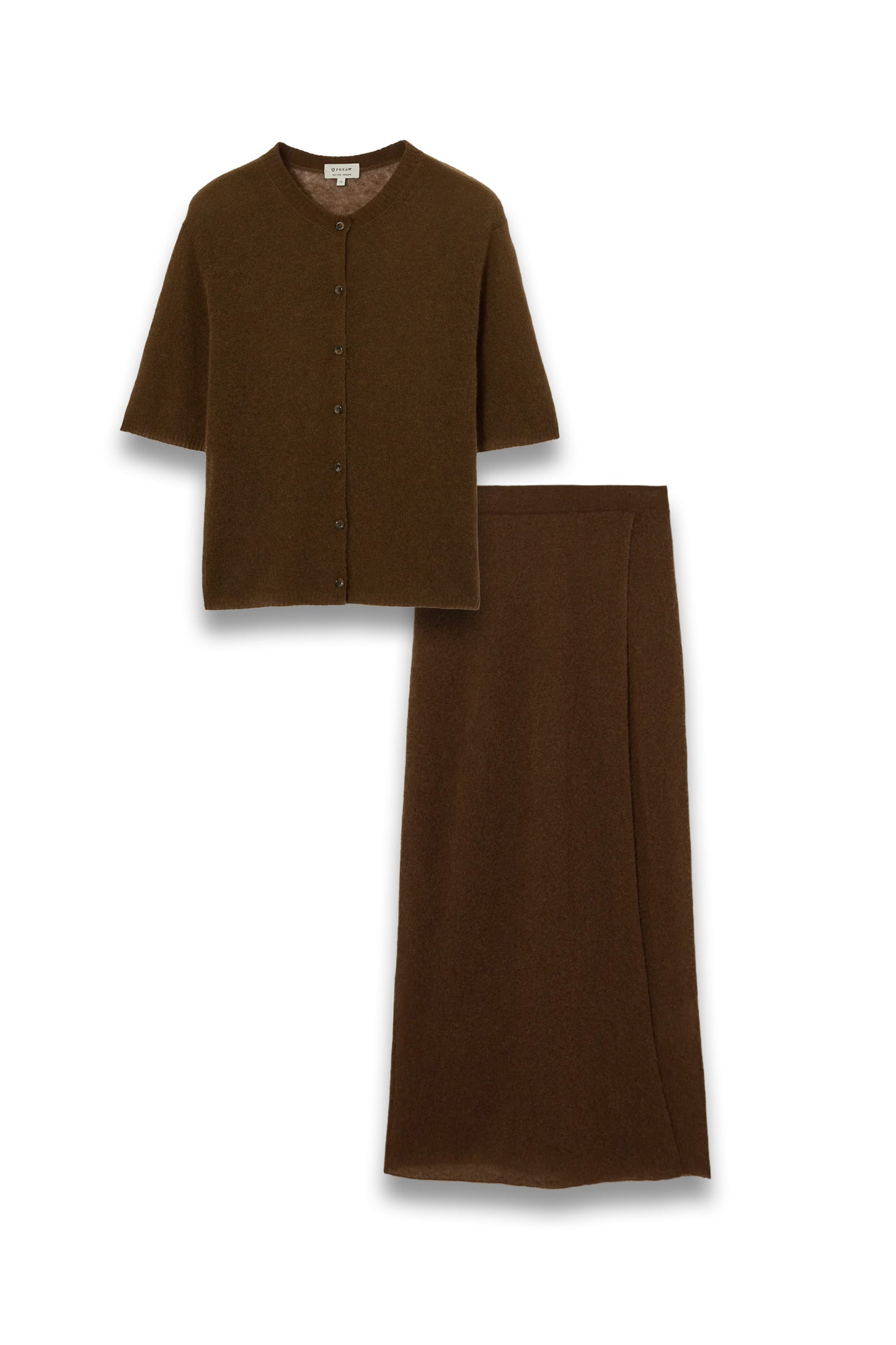 Soft Gauzy Button T-shirt & Knit Skirt
