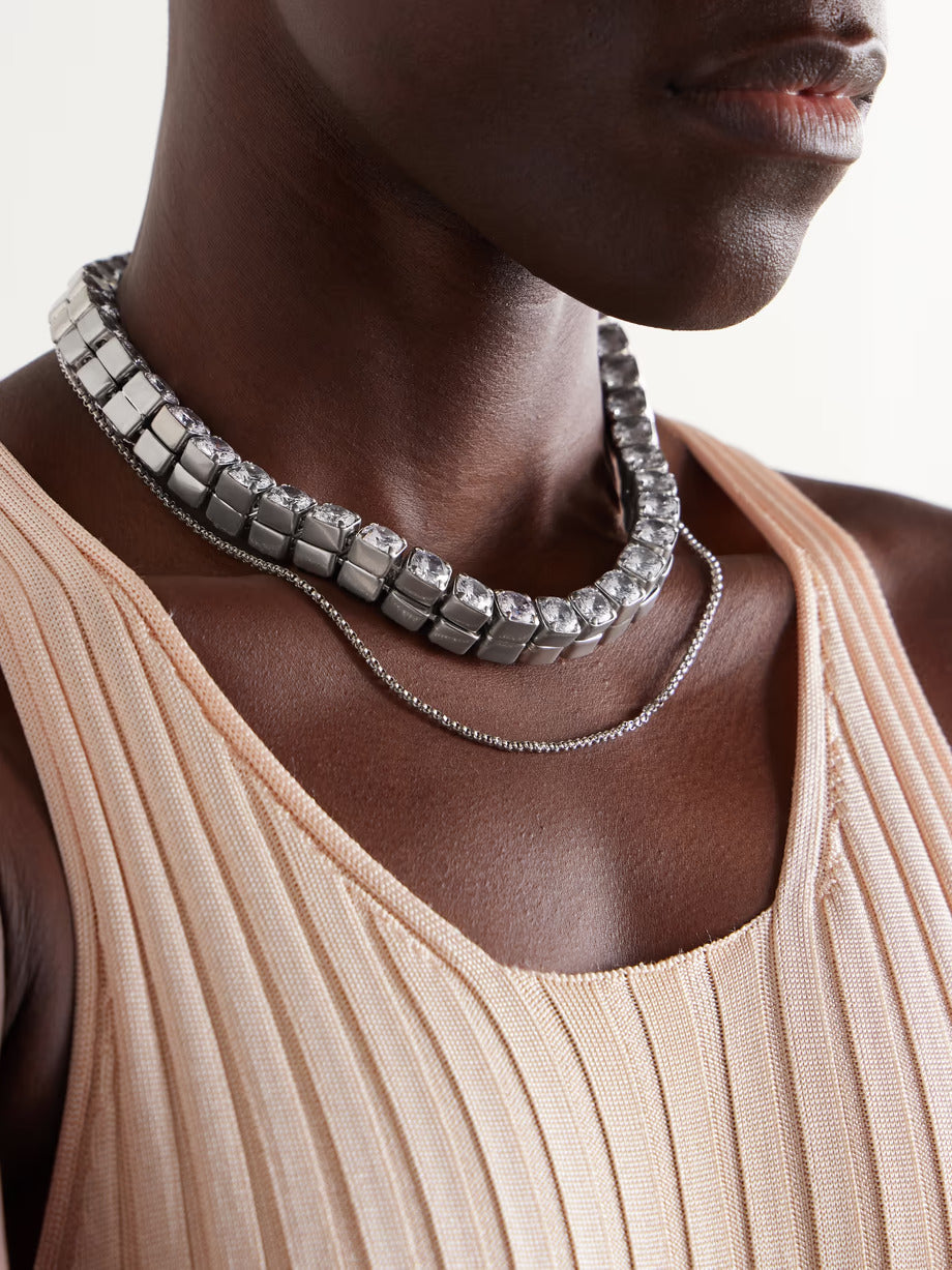 Silver-tone Crystal Necklace