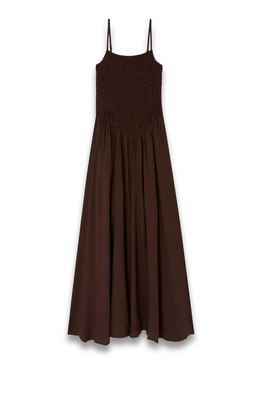 Dropped Waist Midi Dress, Chocolate