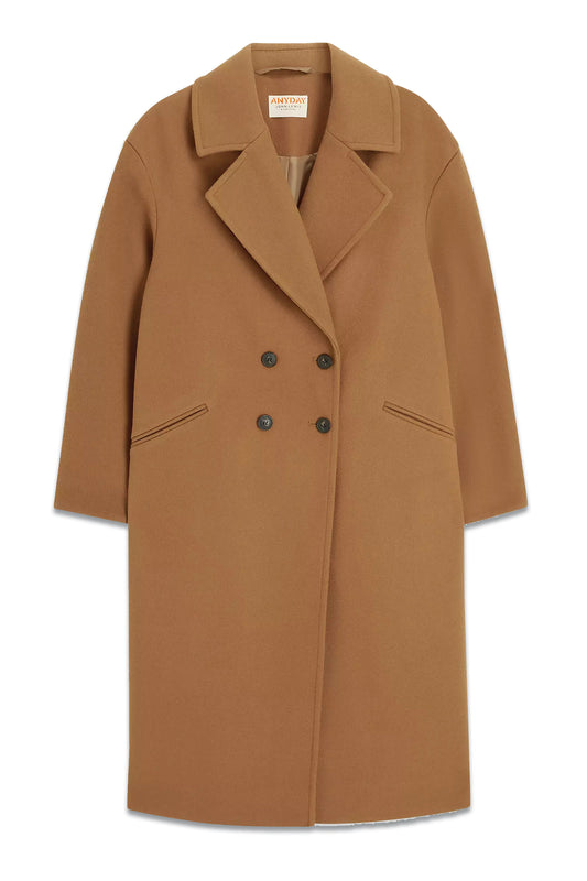 Plain Double Breasted Coat, Camel