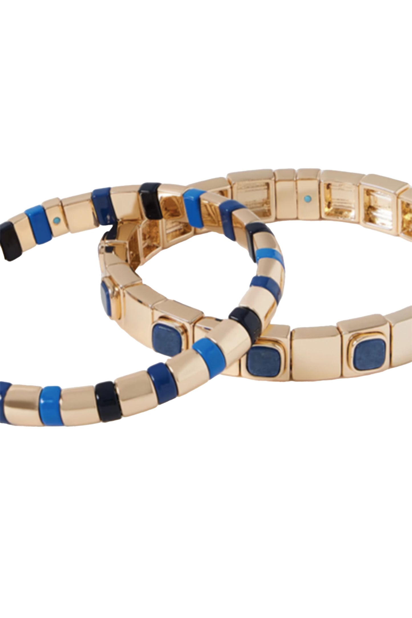 True Blue Set Of Three Gold-tone And Enamel Bracelets