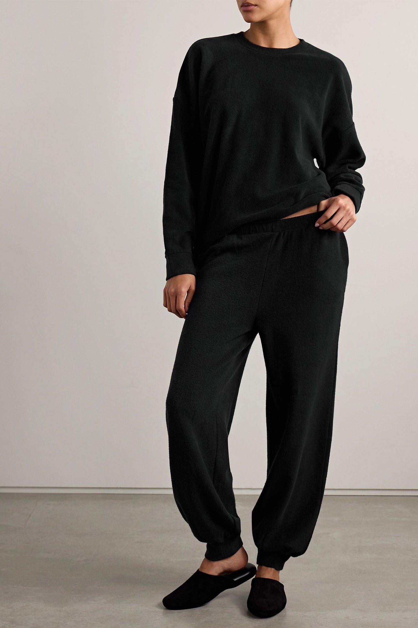 Comfy Chic Organic Cotton-Fleece Tapered Track Pants