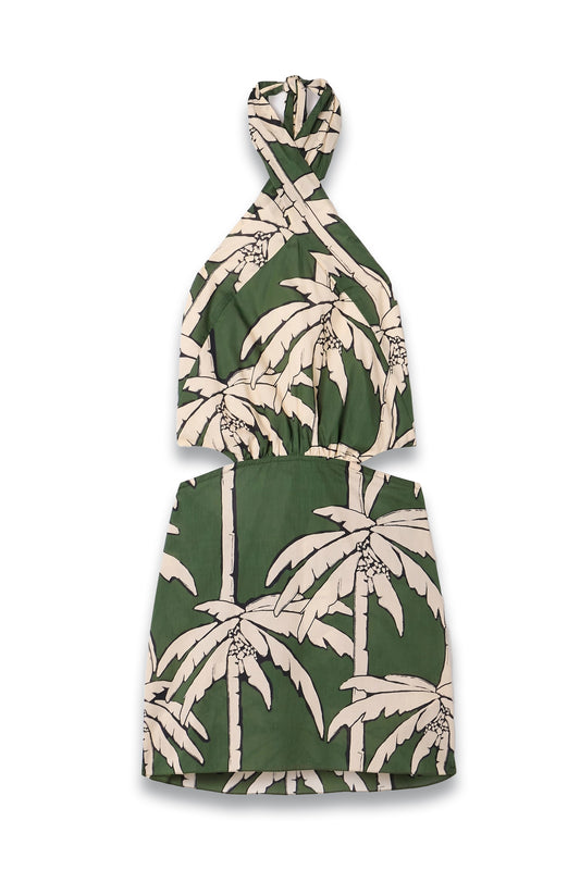 Heart Pirate Cutout Printed Voile Halterneck Mini Dress