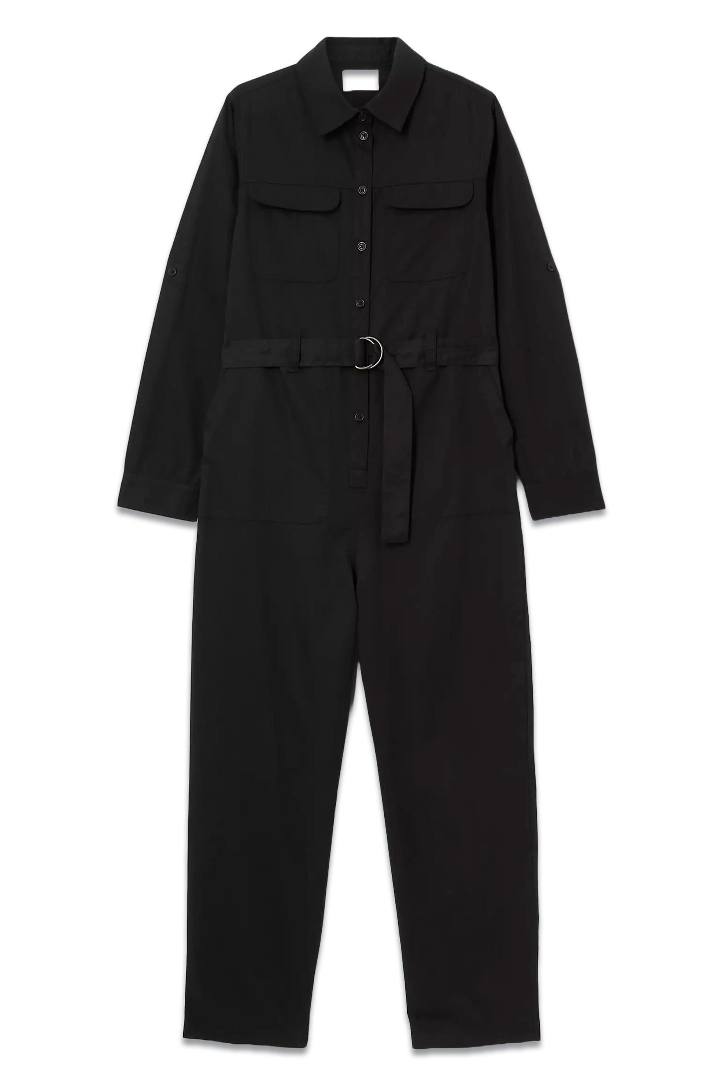 Long Sleeve Utility Jumpsuit, Black