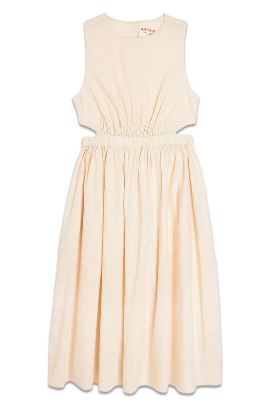 Plain Cut Out Cotton Poplin Dress