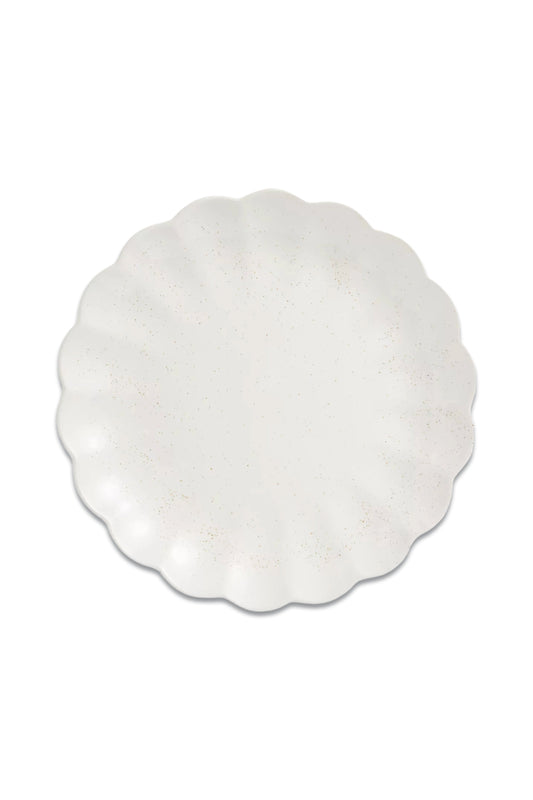 Scalloped Speckled Stoneware Side Plate, 20cm, Off White