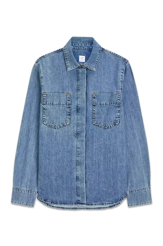 Plain Patch Pocket Denim Shirt