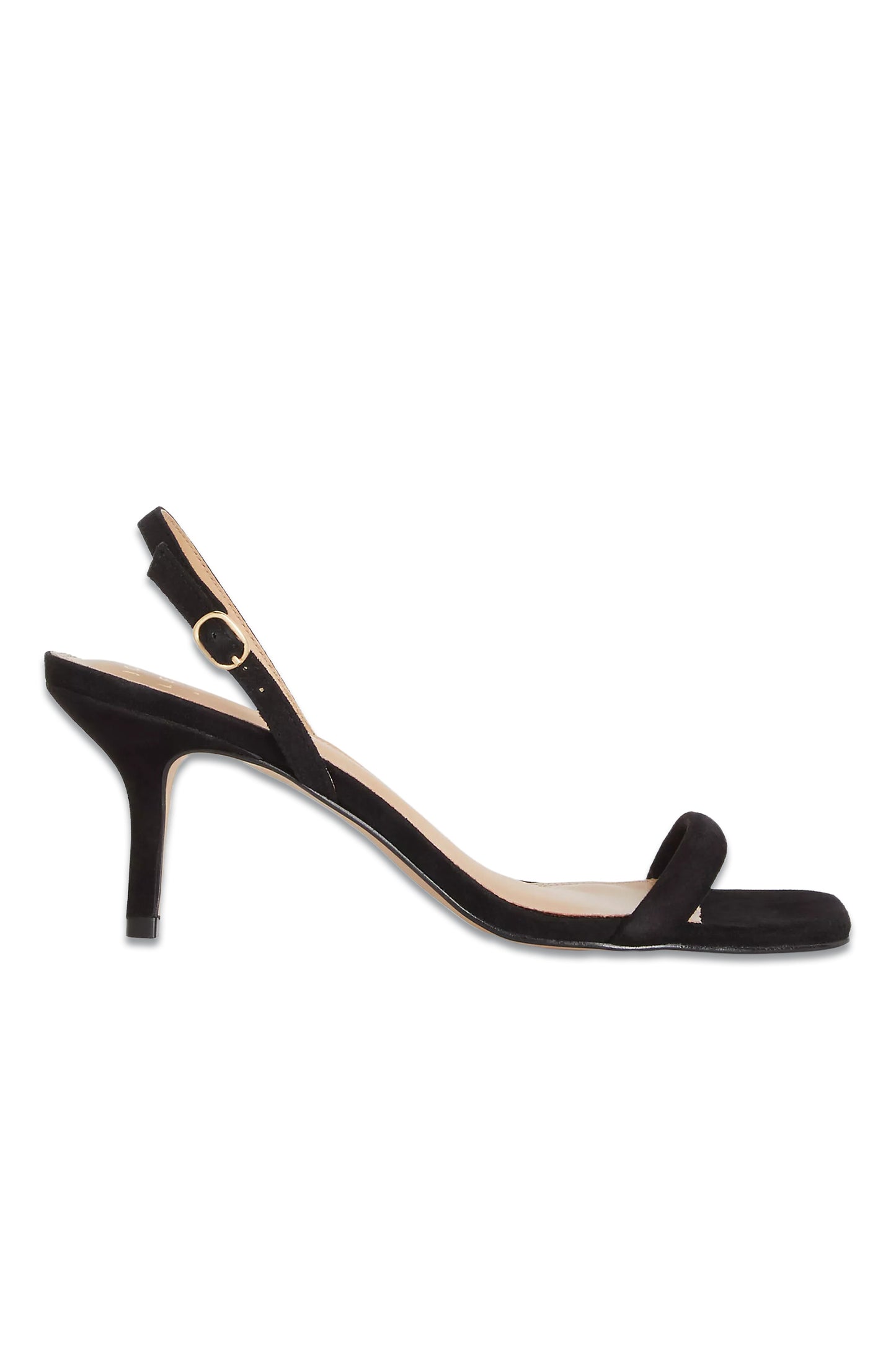 Magnificent Suede Mid Heel Stiletto Sandals, Black