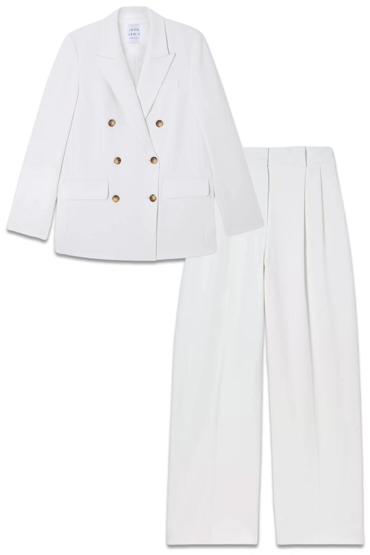 Double Breasted Blazer & High Waisted Wide Leg Trousers