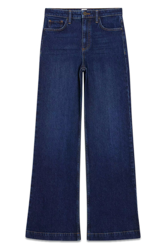 High Waist Wide Leg Jeans, Deep Royal