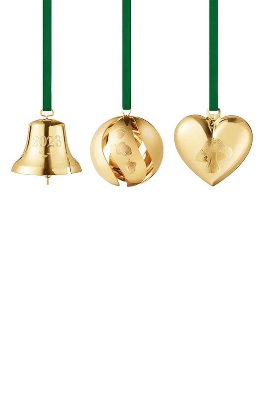Christmas Collectibles 2023 Tree Decorations, Set of 3, Gold