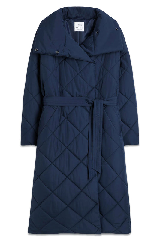 Longline Diamond Quilted Coat