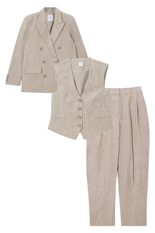 Stripe Linen Blazer, Waistcoat and Trousers