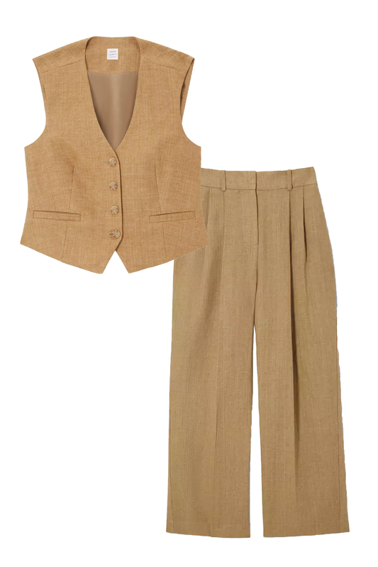 Basketweave Raffia Linen Waistcoat and Trousers