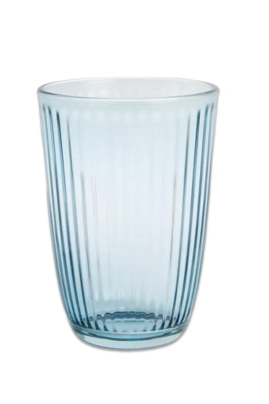 Ribbed Glass Highball, 400ml, Blue