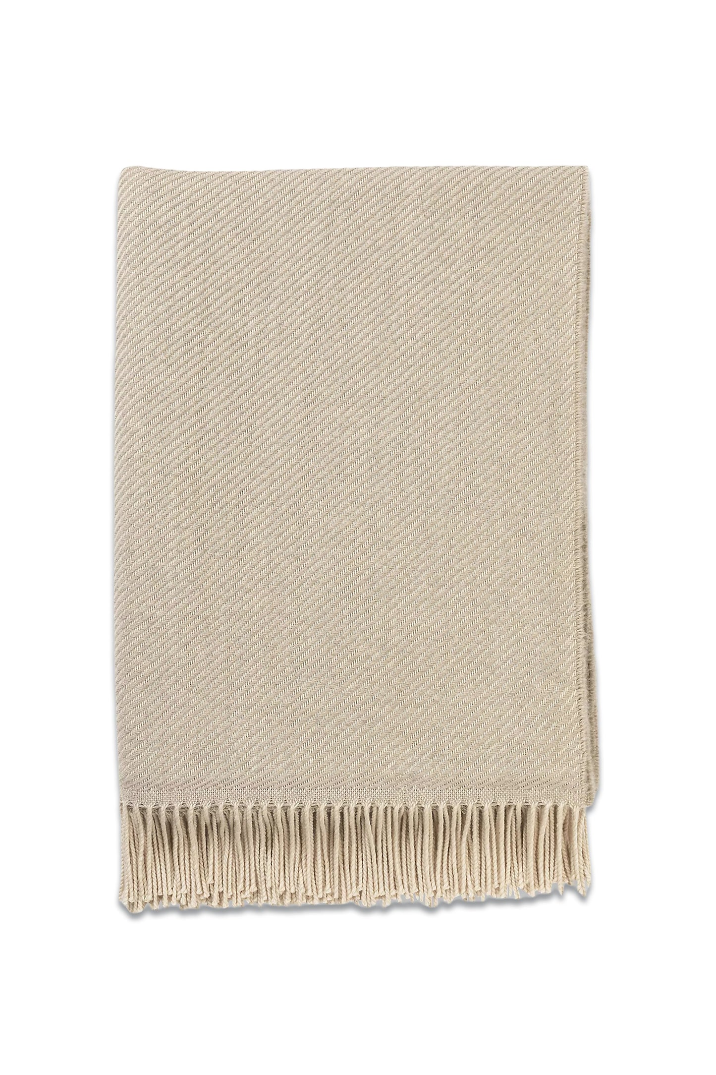Lofty Fringed Merino Wool-twill Throw