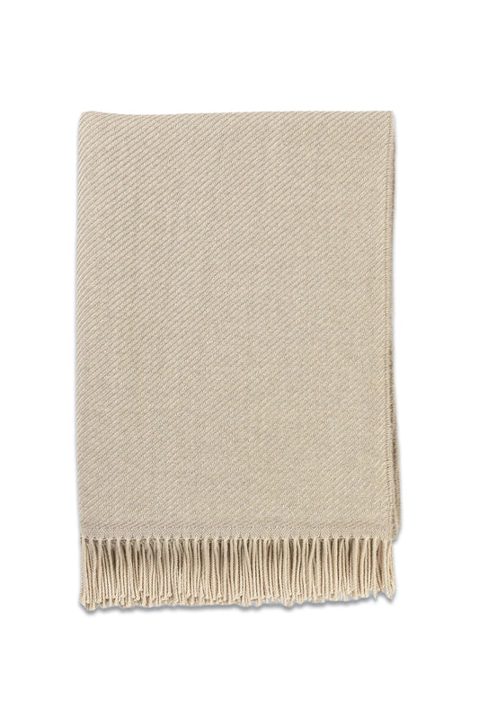 Lofty Fringed Merino Wool-twill Throw