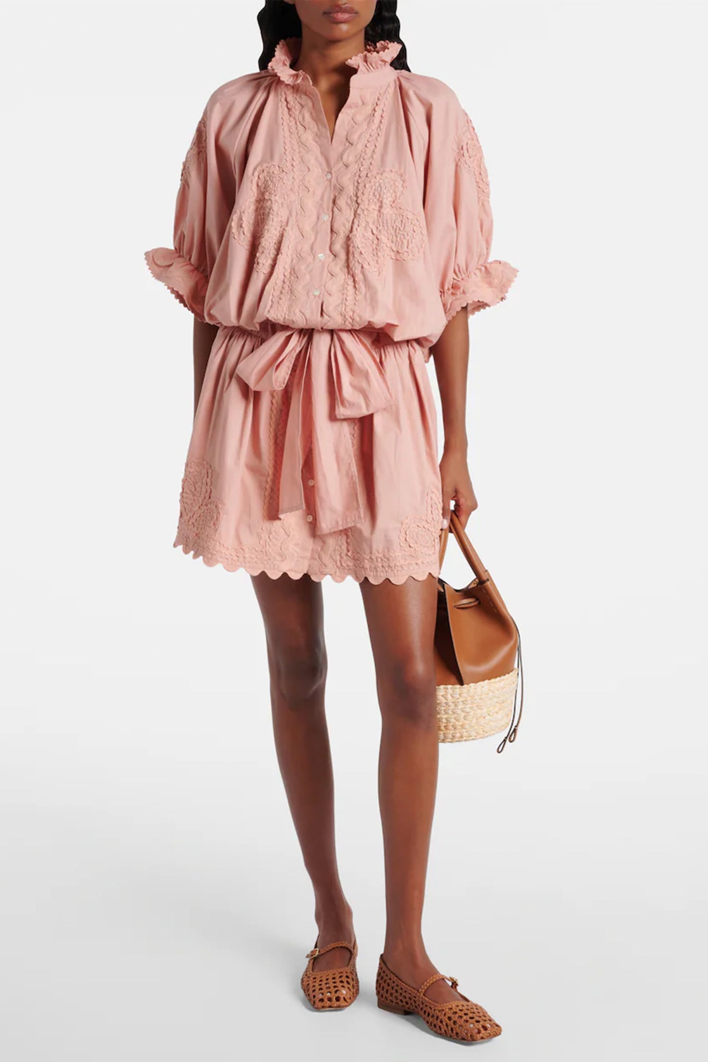 Scalloped Cotton Poplin Minidress