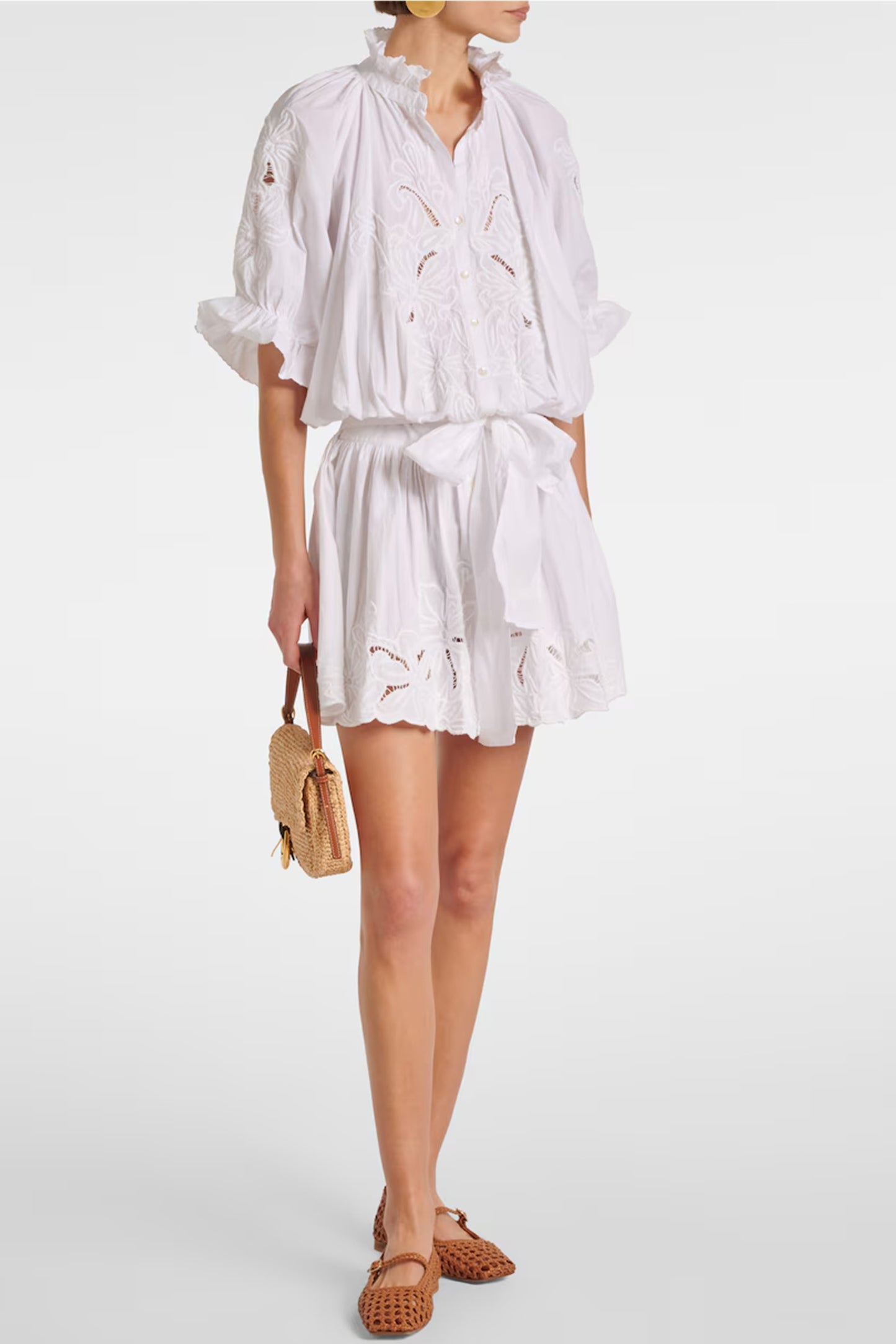 Embroidered cotton poplin minidress
