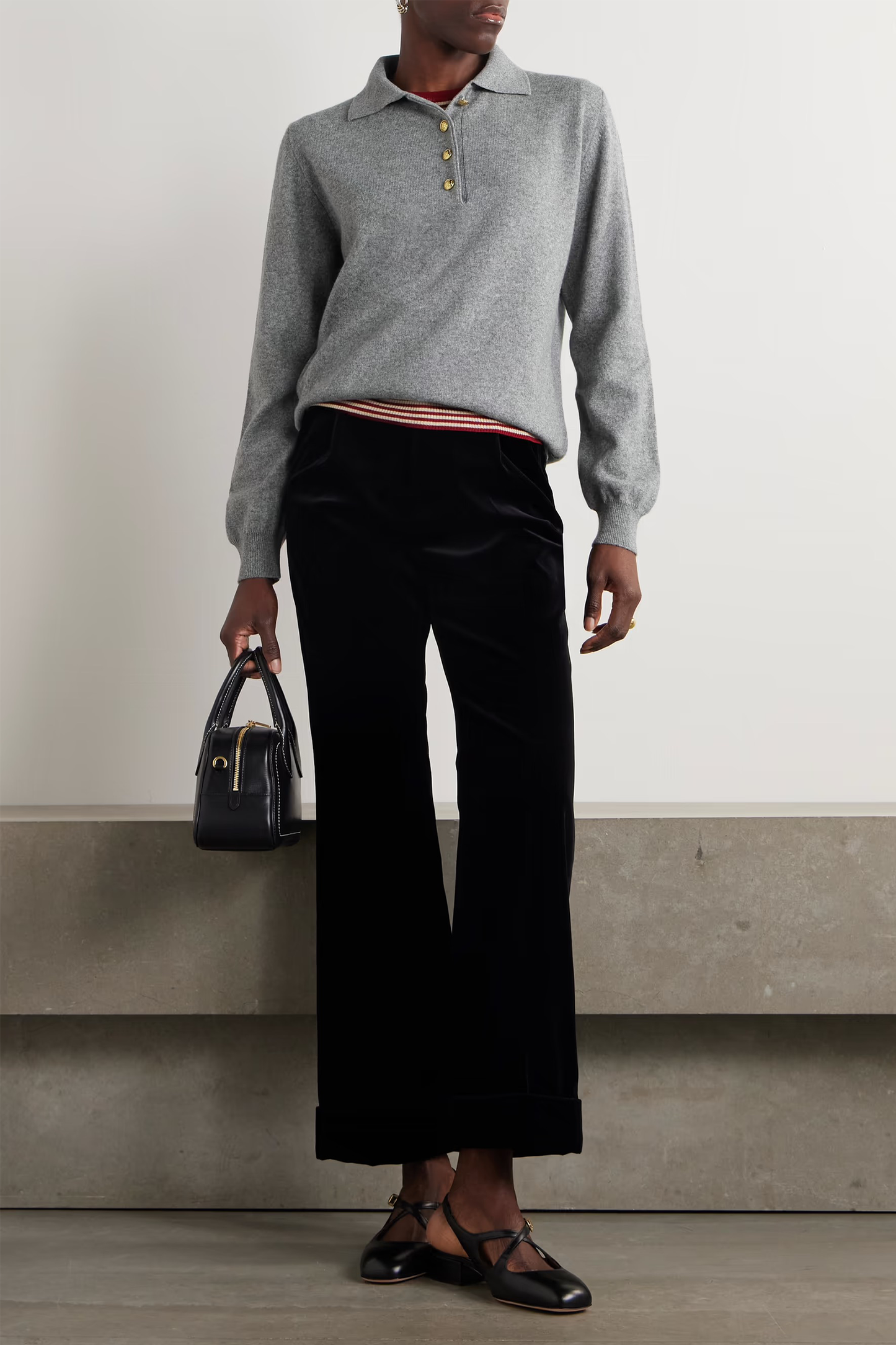Highland wool and cashmere-blend polo sweater