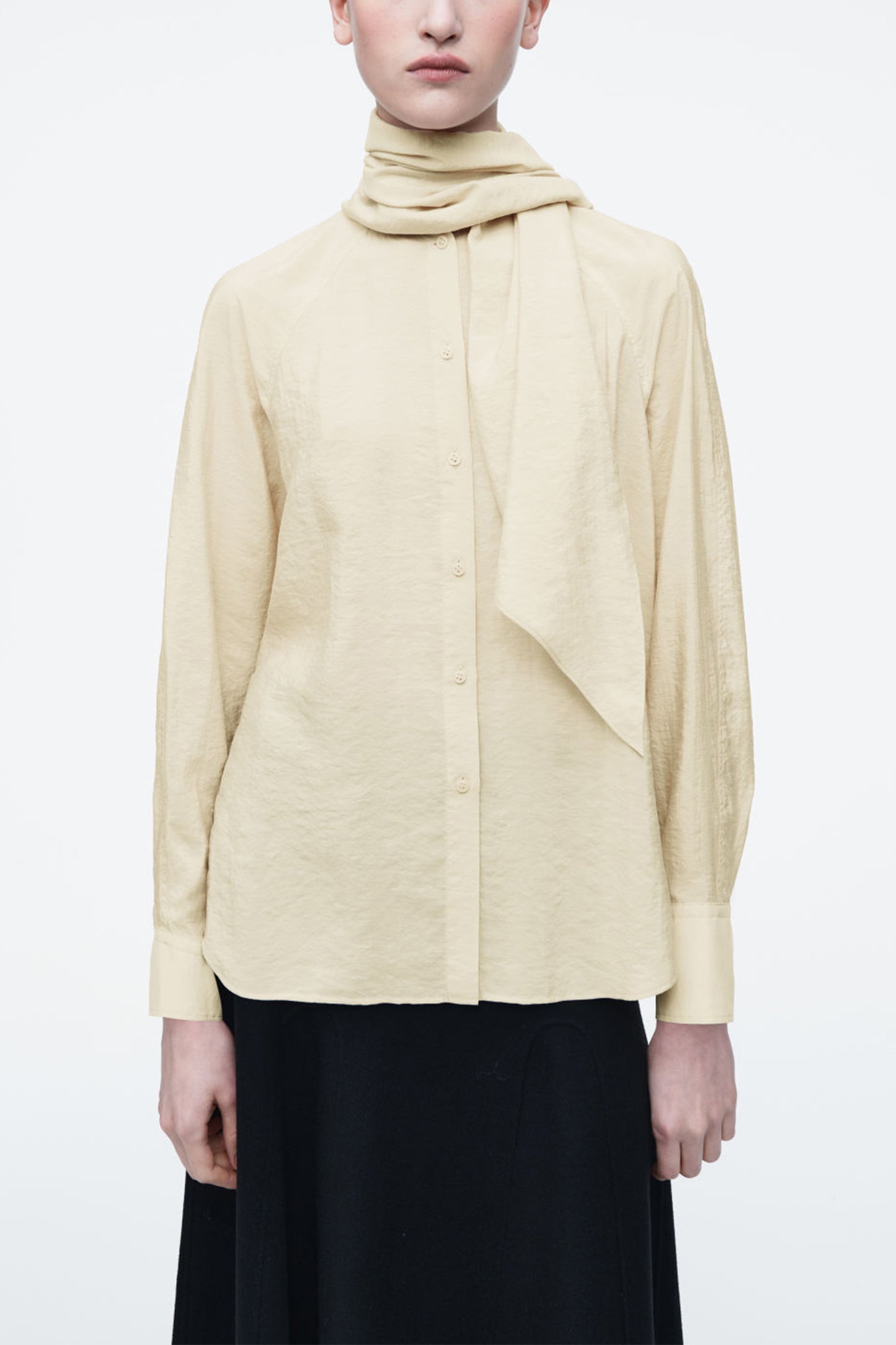 Scarf-Detail Silk Blouse